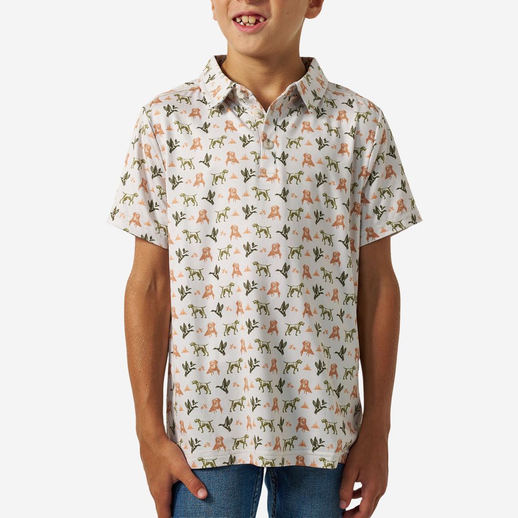 Boys Burlebo Performance Polo - Mallard Duck Dog