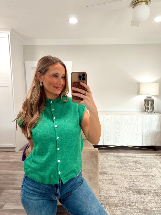 Piper Vest Cardigan - Kelly Green