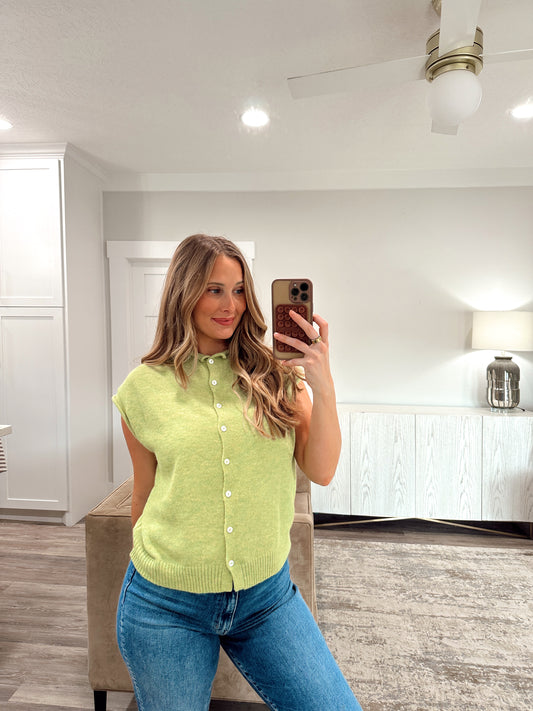 Piper Vest Cardigan - Lemongrass
