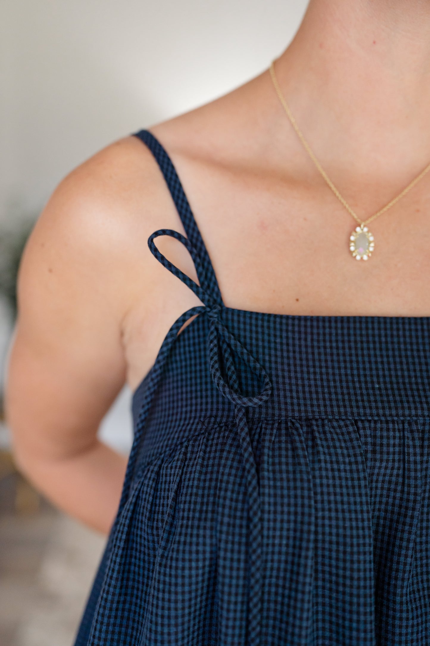 Gingham Ruffle Maxi Dress - Midnight