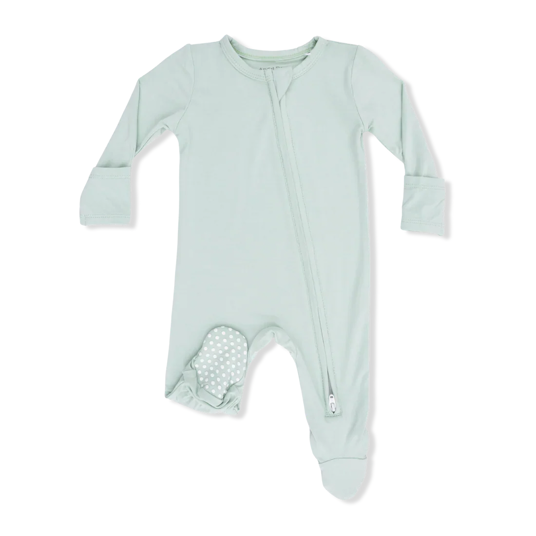Angel Dear 2-Way Zipper Footie | Solid Cameo Green