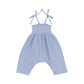 Angel Dear Solid Muslin Dusty Blue Tie Strap Smocked Romper