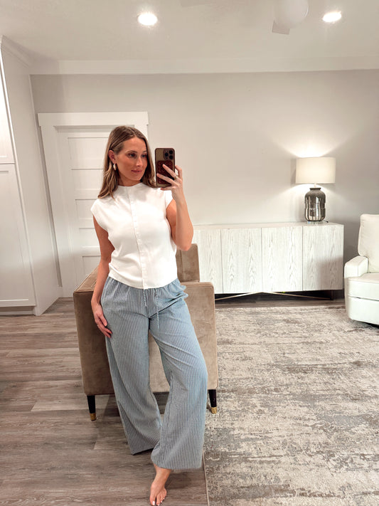 Dusty Blue Poplin Pants