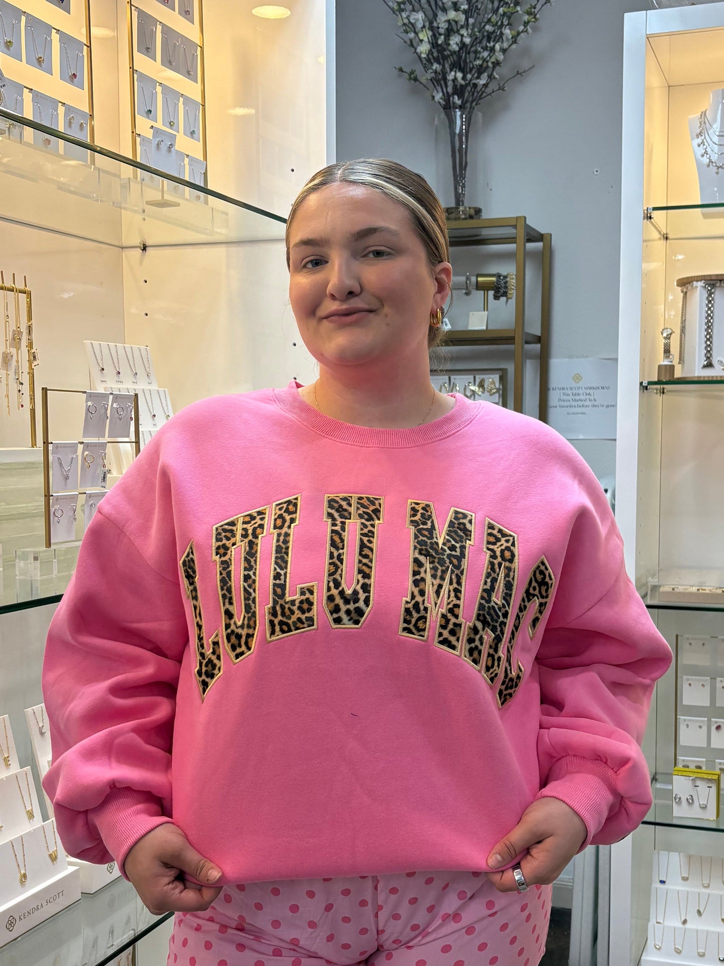 LULU MAC PINK LEOPARD SWEATSHIRT