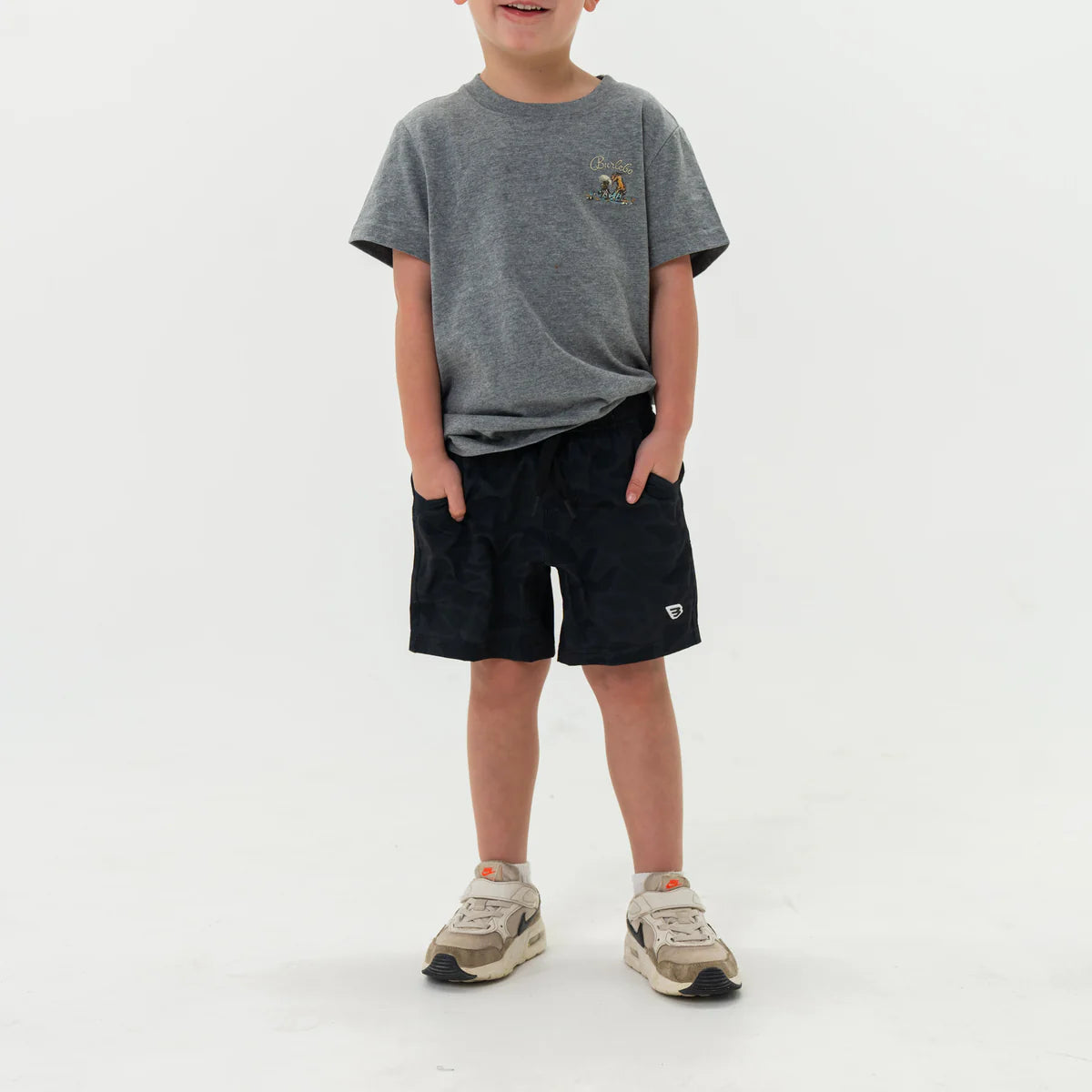 Boys Burlebo Athletic Shorts - Black Camo