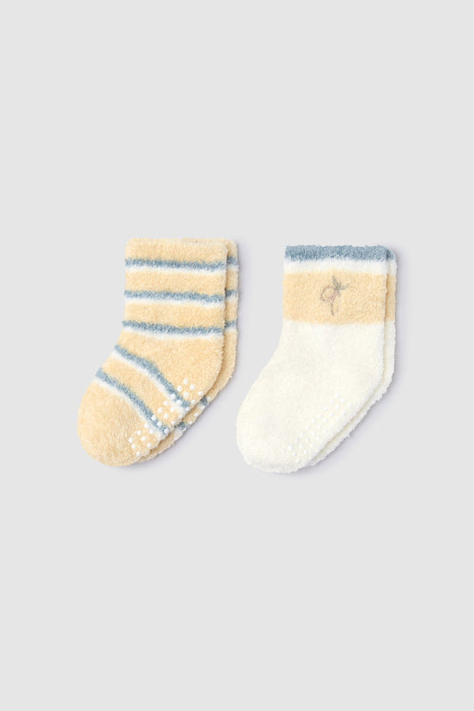 Barefoot Dreams CozyChic Lite Baby Stripe Sock Set | Canary Multi