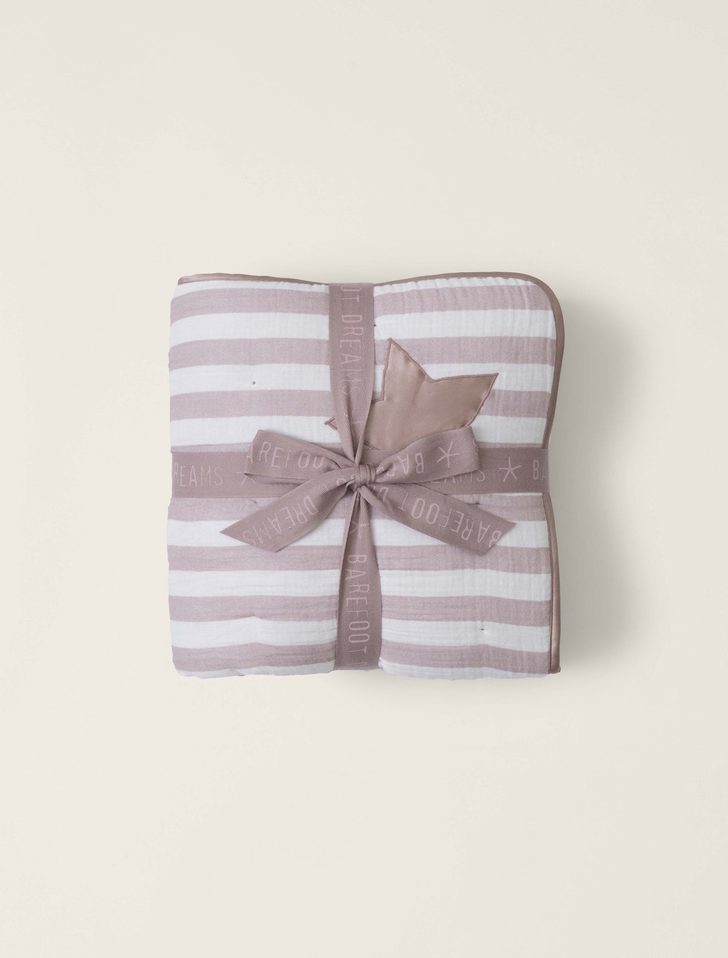 Organic Cotton Double Cloth Stripe Toddler Quilt - Faded Rose