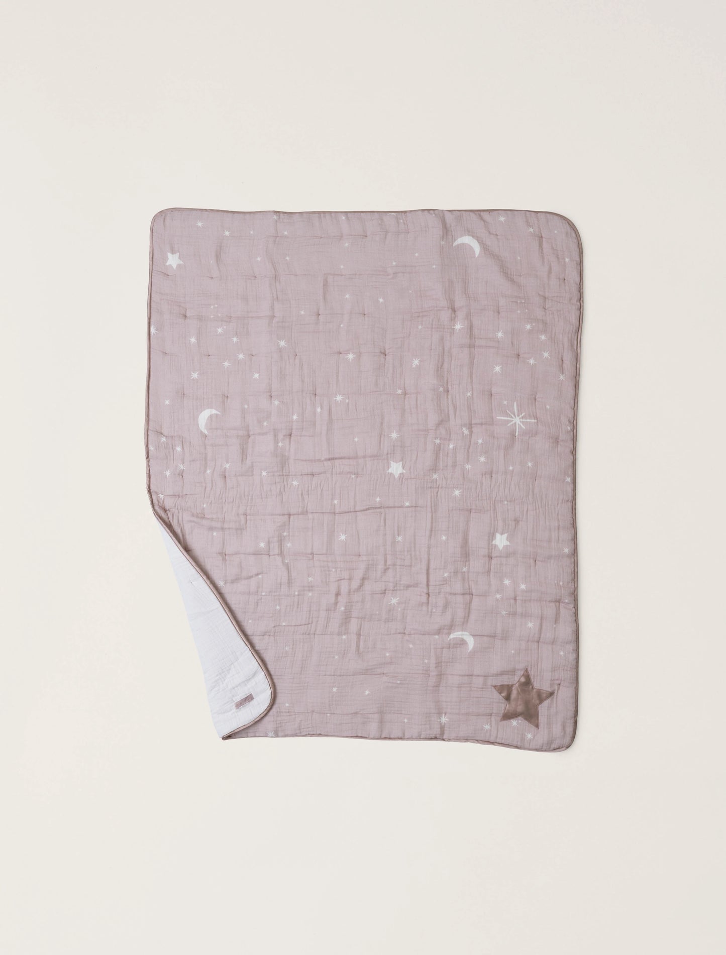 Organic Cotton Double Cloth Starry Night Toddler Quilt - Faded Rose