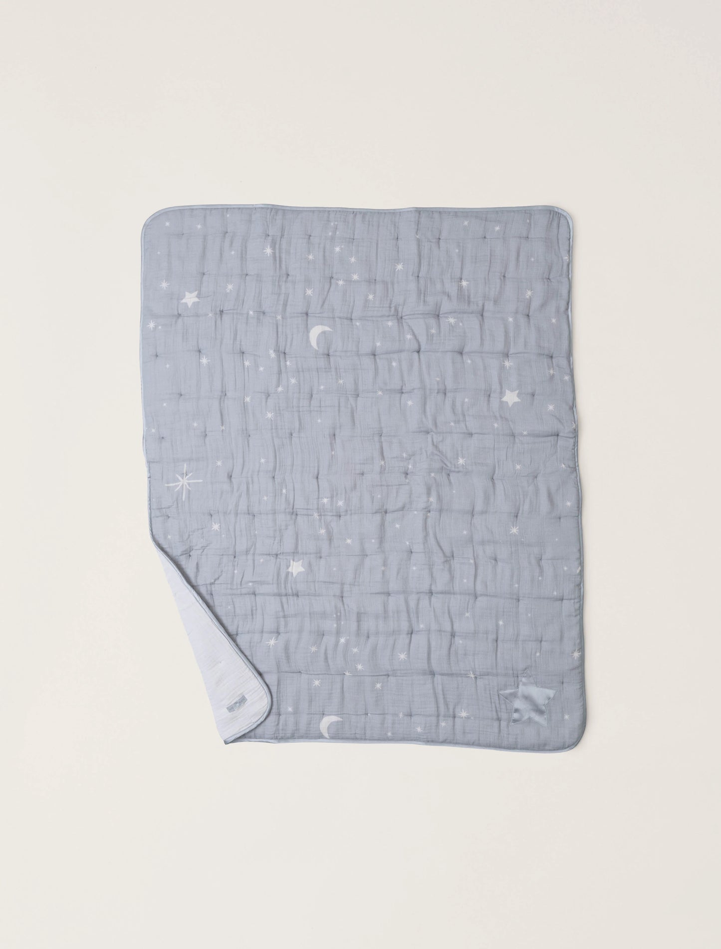 Organic Cotton Double Cloth Starry Night Toddler Quilt - Moonwater