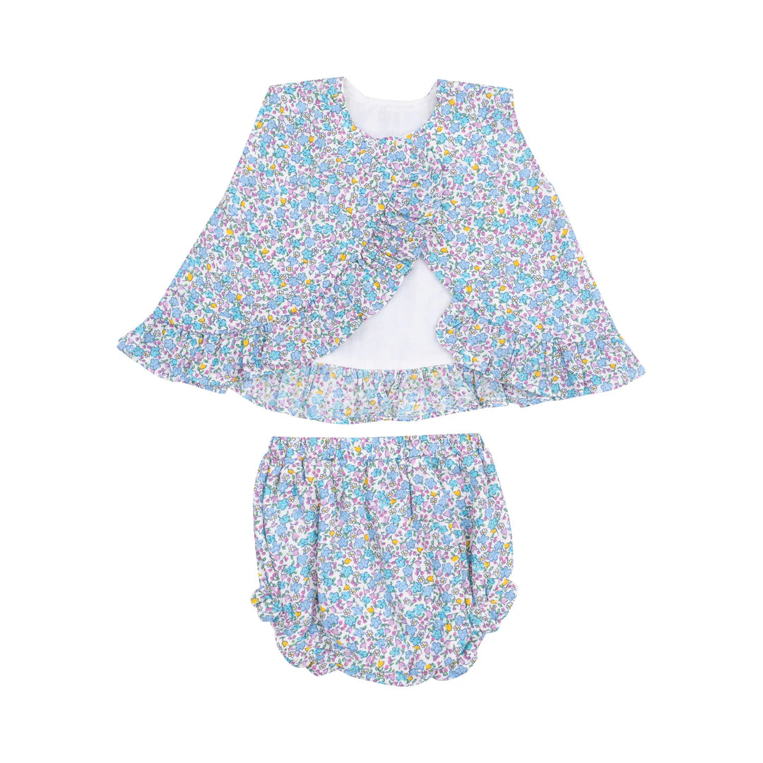 Angel Dear Flowers & Berries Ruffle-Back Top + Bloomers