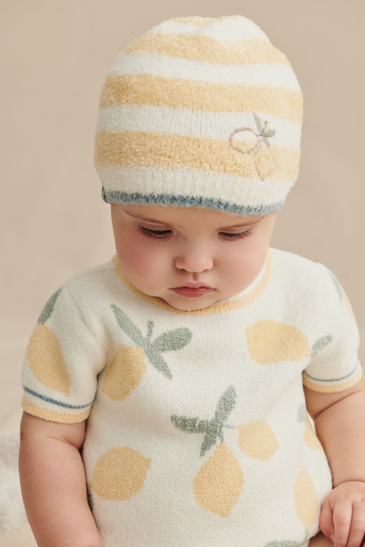 Barefoot Dreams CozyChic Lite Baby Lemon Stripe Beanie