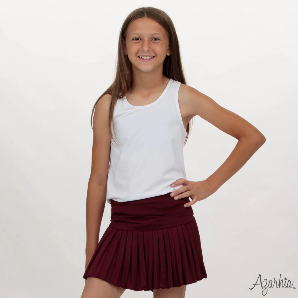 Mini Pleated Skort | Solid Maroon
