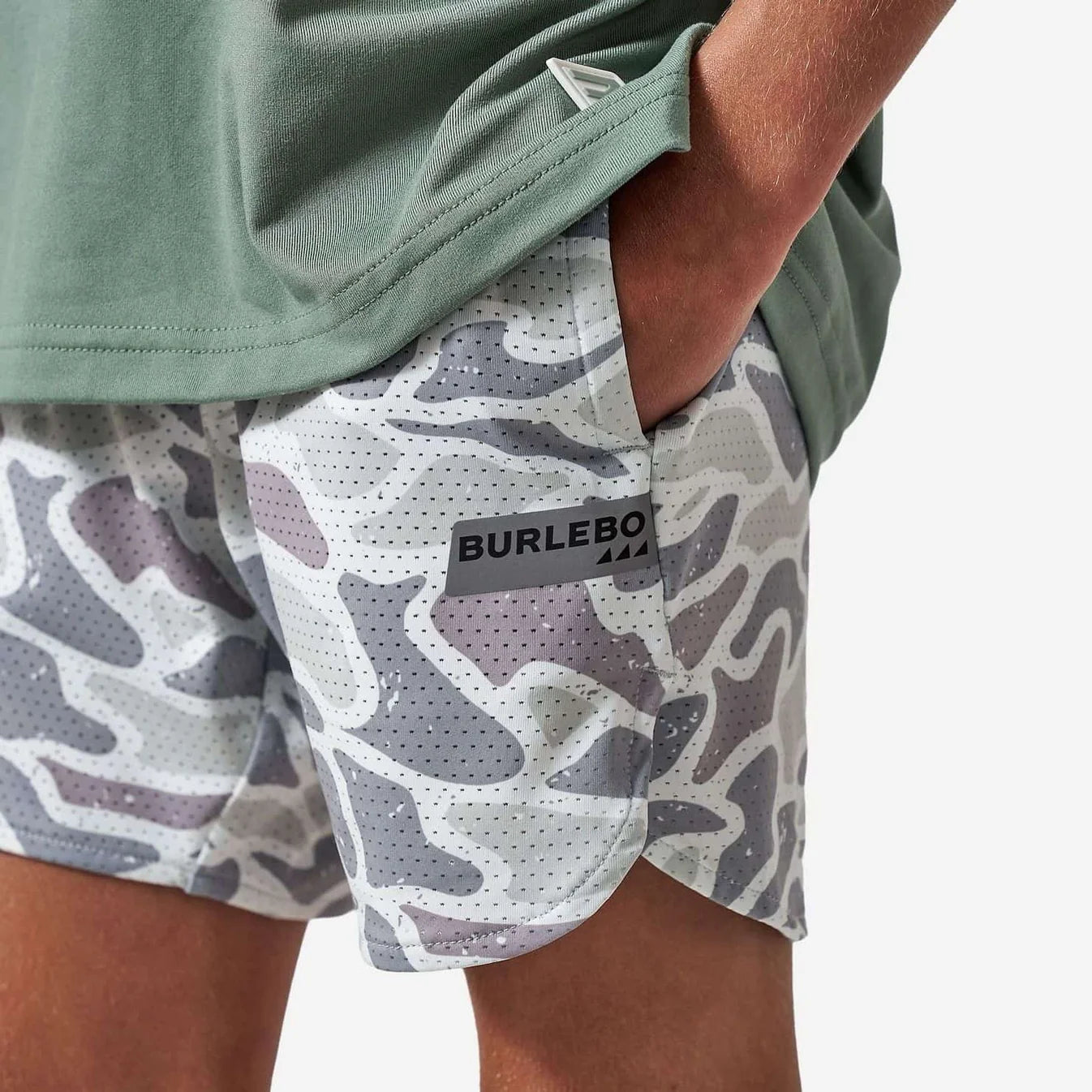 Boys Burlebo Mesh Training Shorts - White Camo