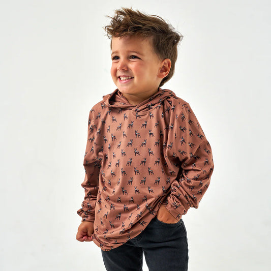 Toddler Burlebo Performance Hoodie - Whitetail Deer - Brown