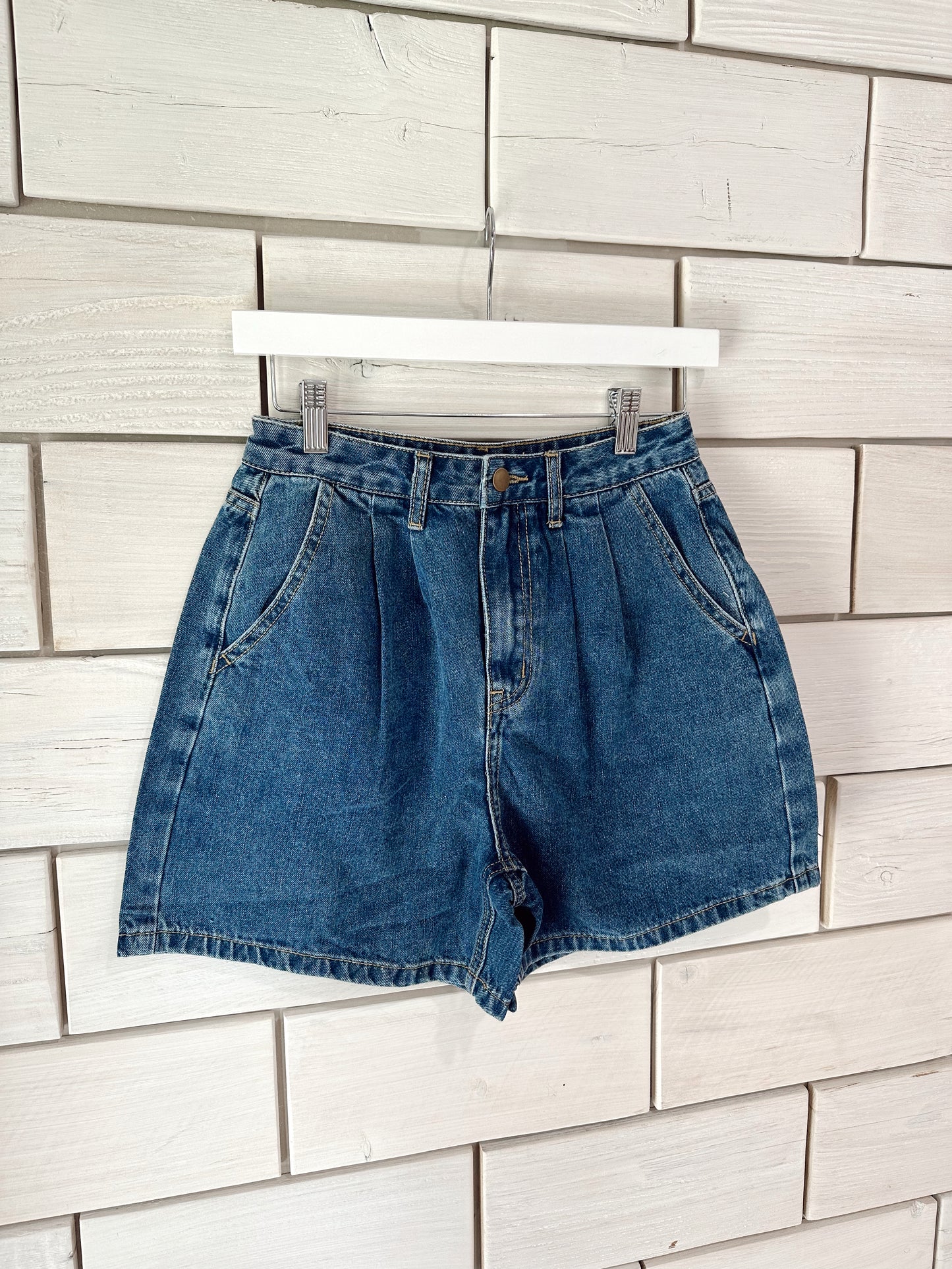 Washed Denim Shorts