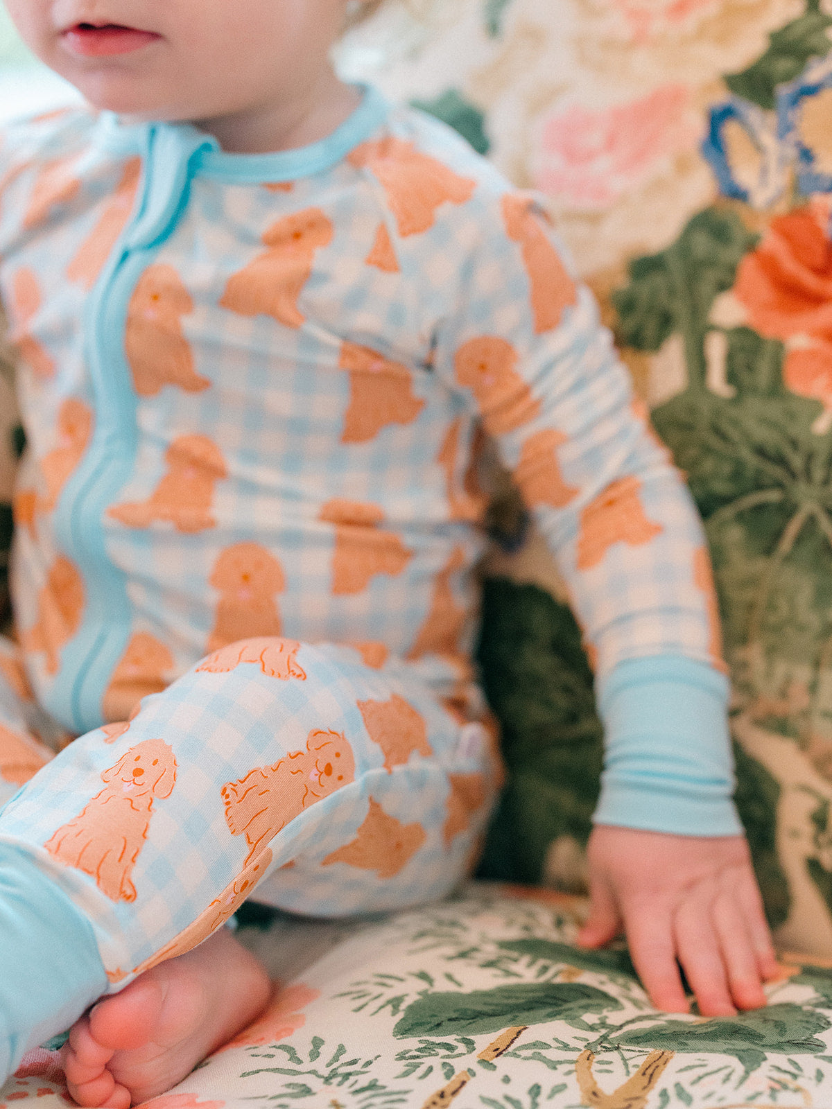 Poppy Kids Co Blue Goldendoodle Zipper Romper