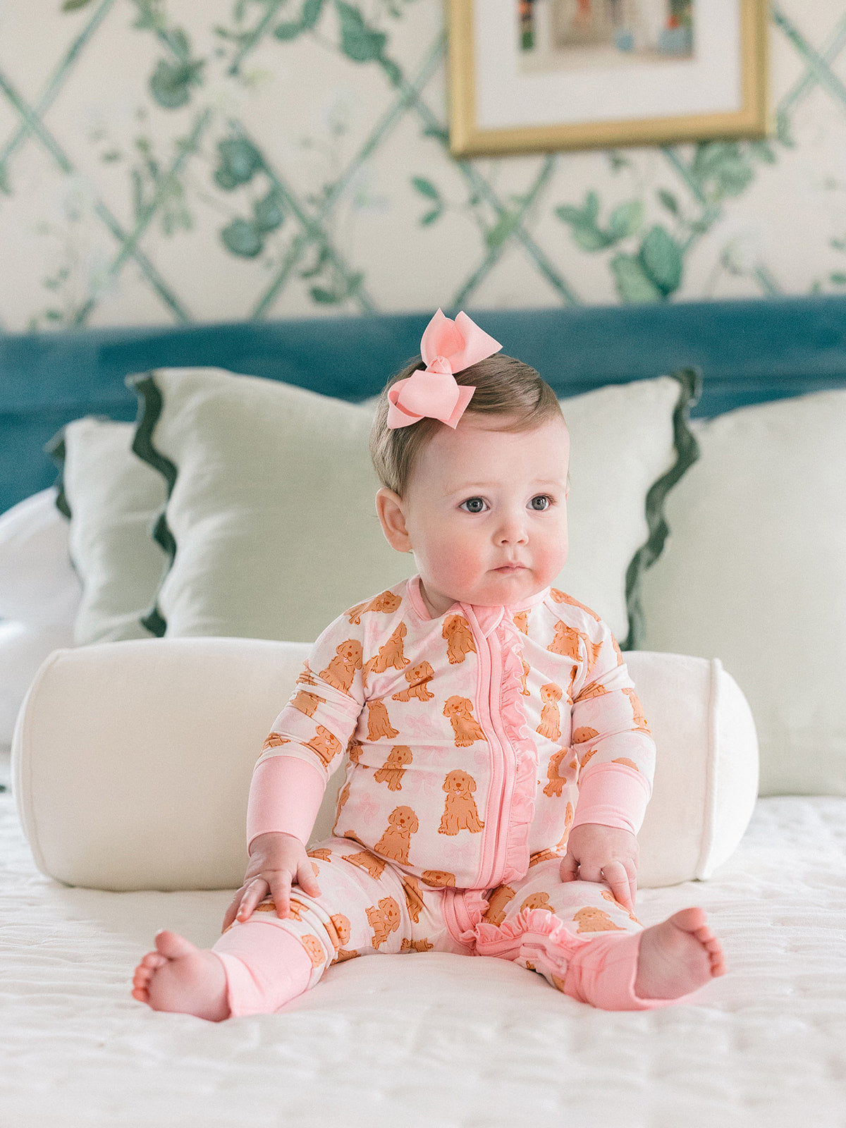 Poppy Kids Co Pink Goldendoodle Ruffle Romper