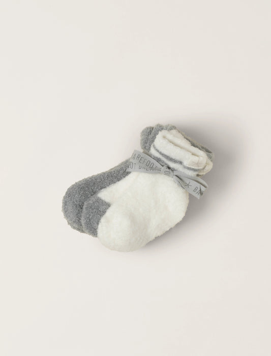 Barefoot Dreams CozyChic Lite Three Pack Infant Sock Set - Moonbeam/Pearl