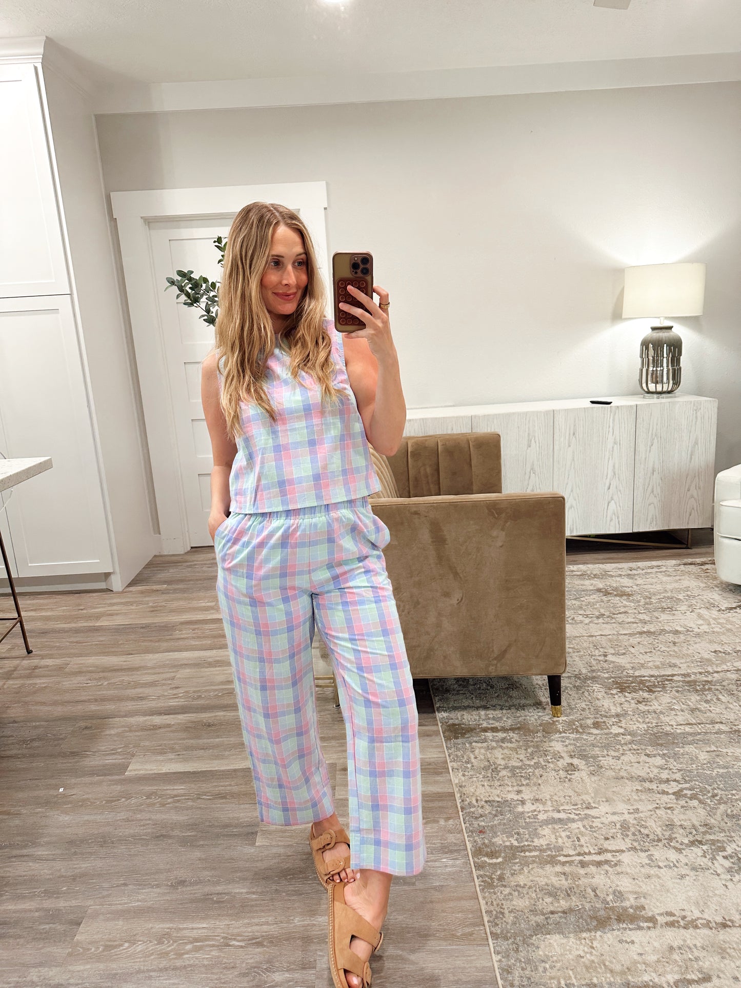 Pastel Plaid Top & Pant Set