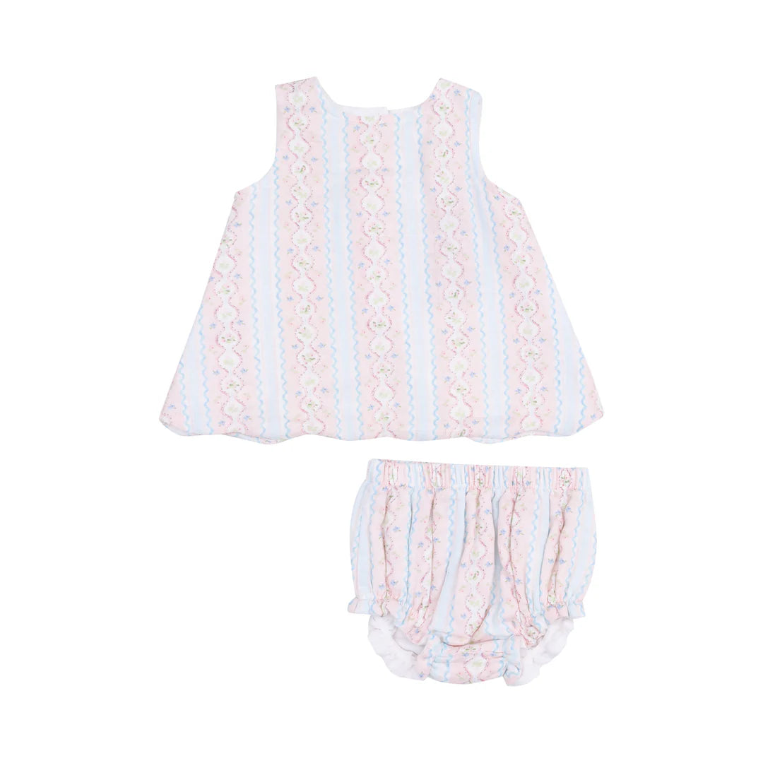 Angel Dear Ogee Floral Scallop Open-Back Top + Bloomers