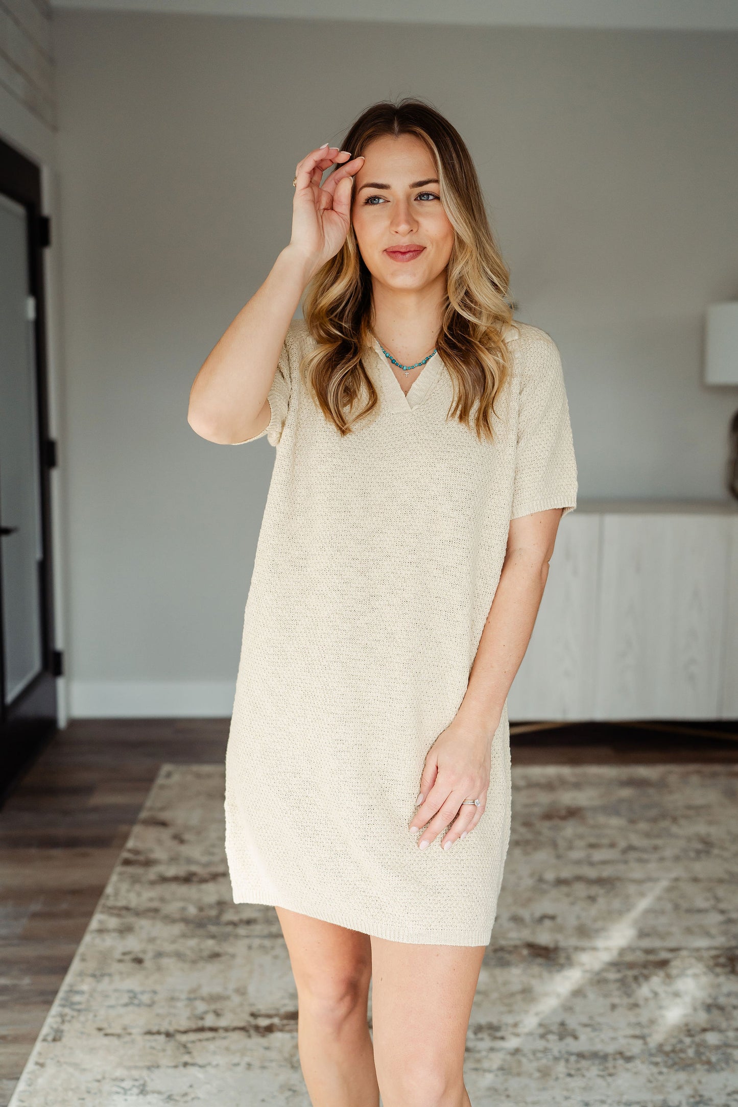 Textured Raglan Sweater Dress