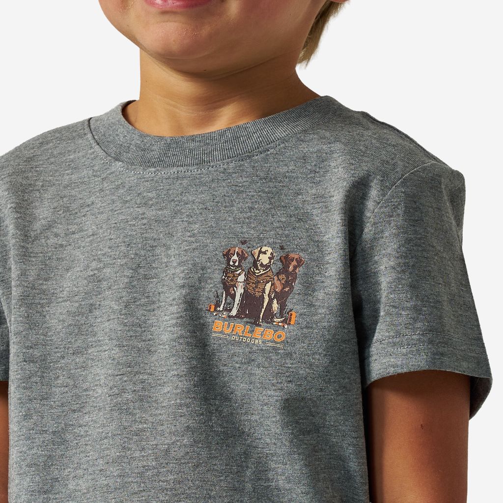 Boys Burlebo Camo Duck Dogs Tee - Dark Heather Gray
