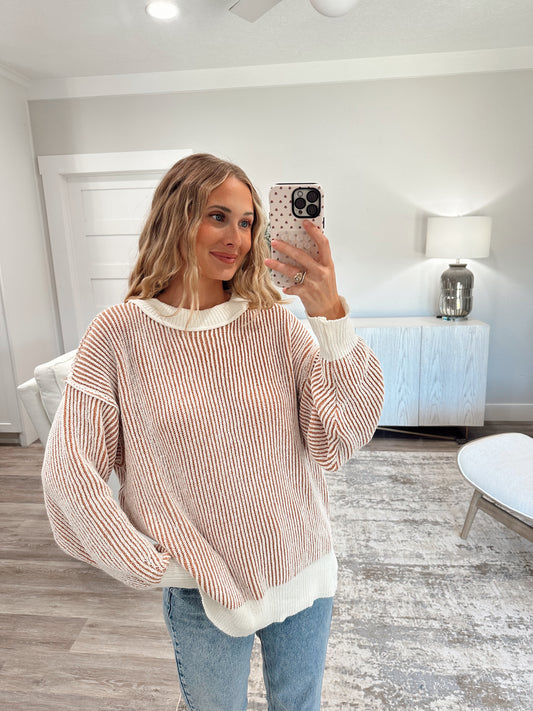 Camel Cream Textured Sweater