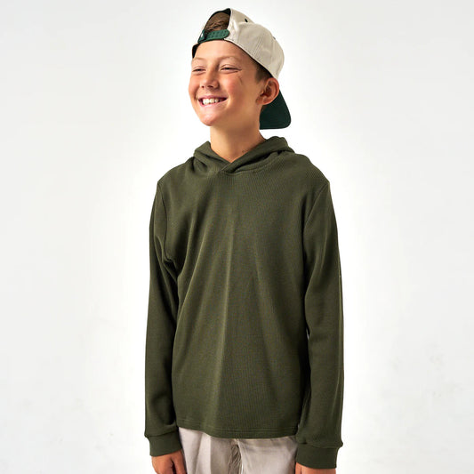 Boys Burlebo Thermal Hoodie - Mallard Green