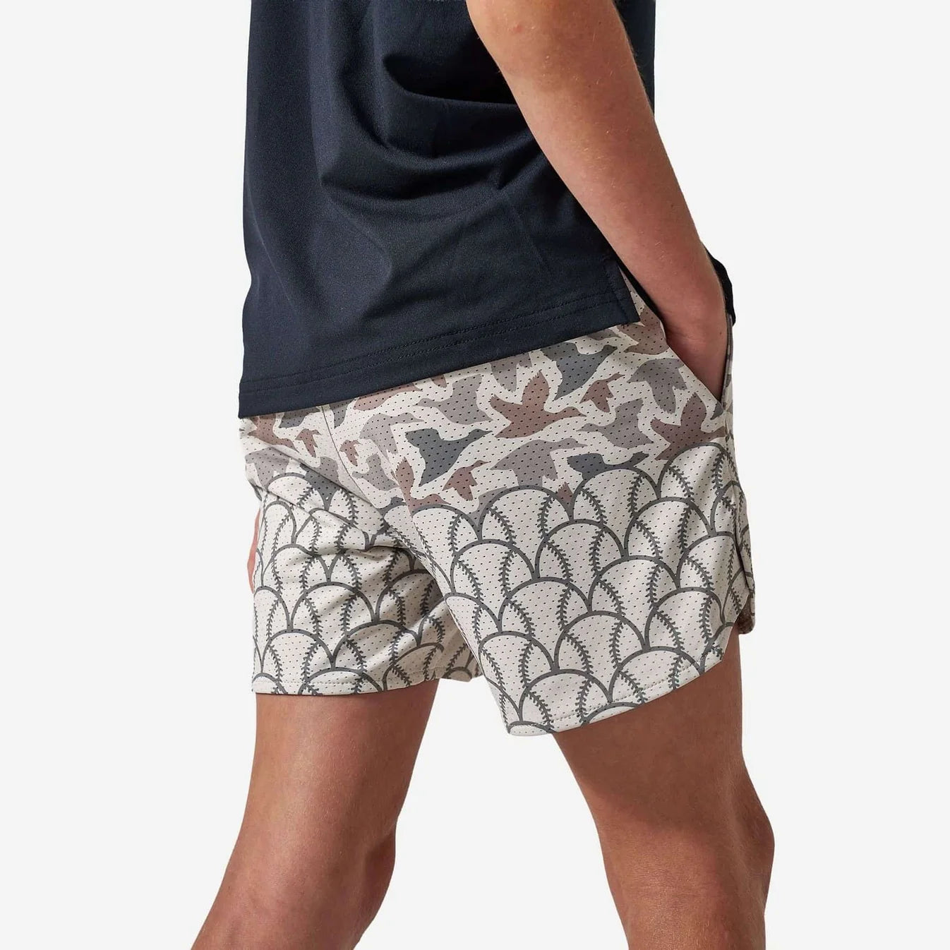 Boys Burlebo Mesh Training Shorts - Fowl Ball - Classic Deer Camo