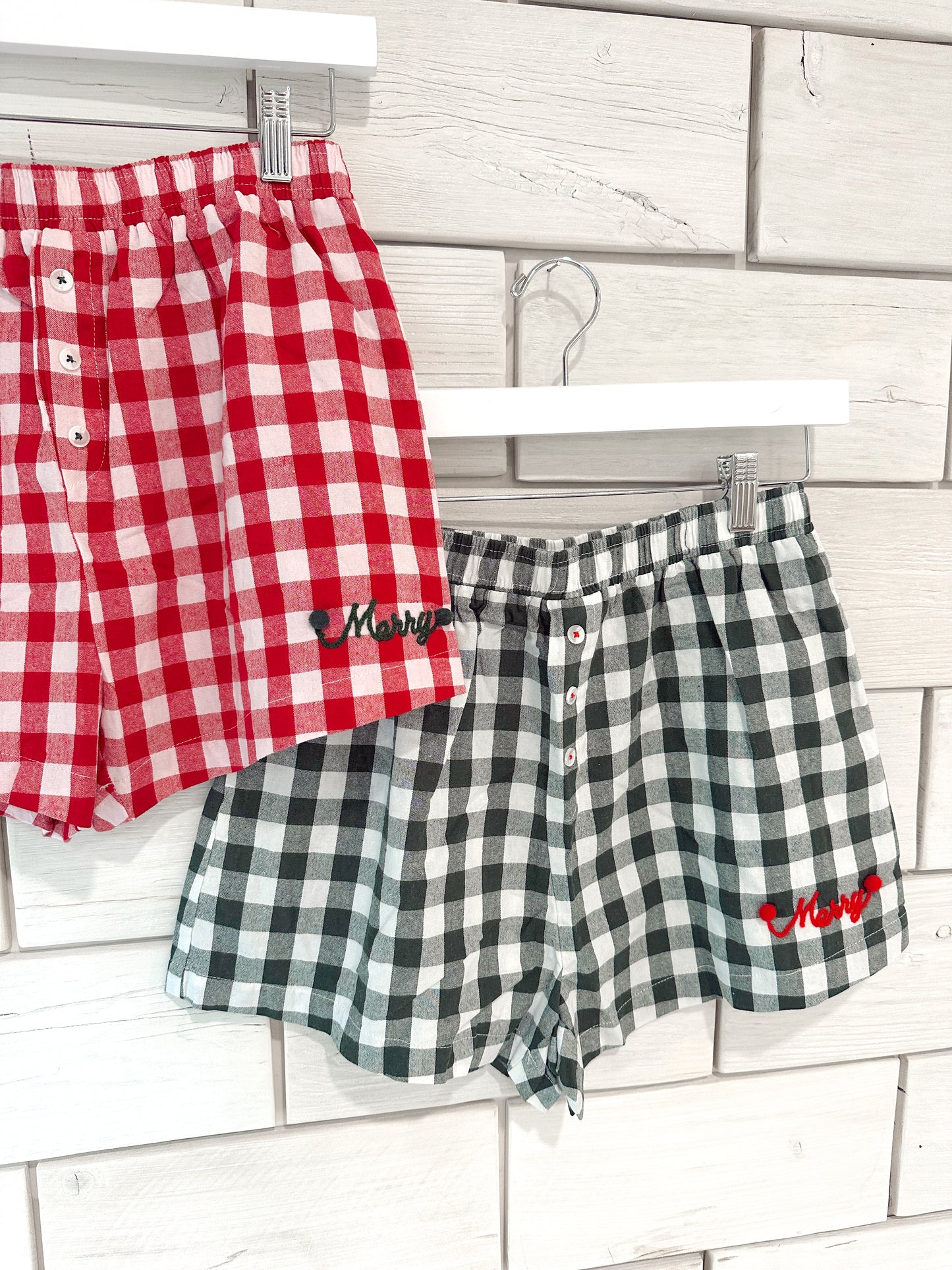 Merry Gingham Shorts - Green