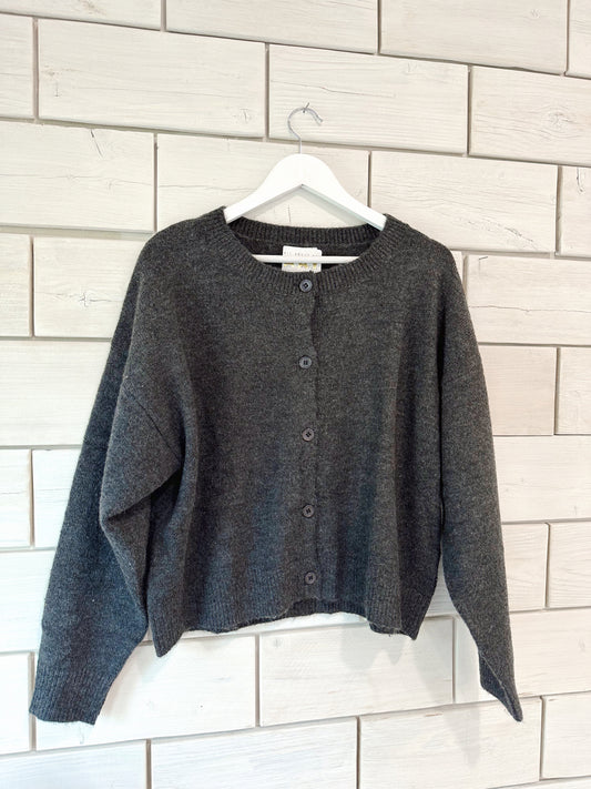 Charcoal Round Neck Cardigan