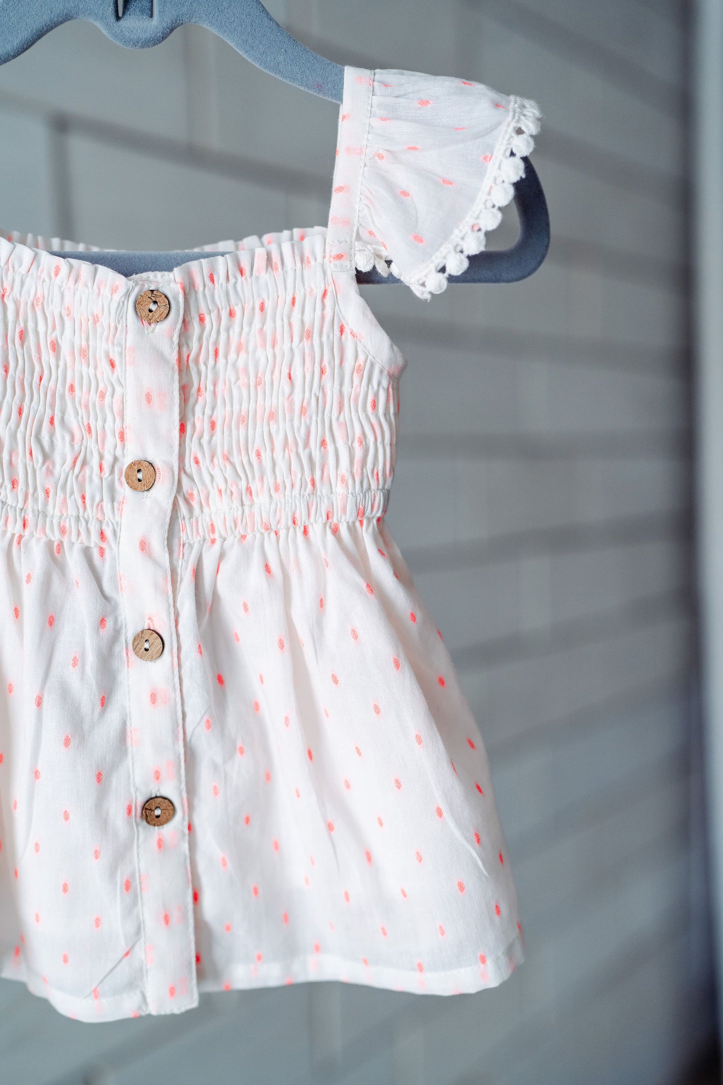 Pink Polka Dot Smocked Baby Dress + Bloomers