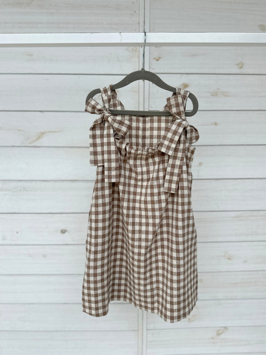 Double Bow Back Gingham Dress