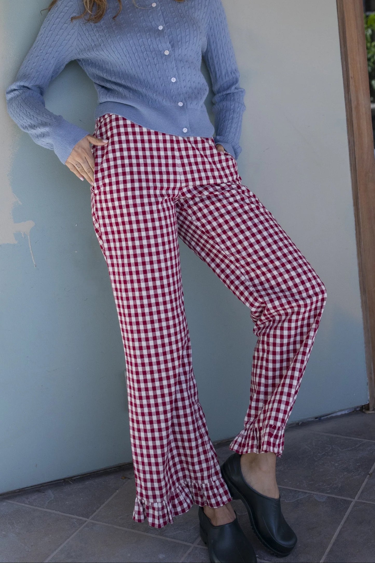 Milton Burgundy Gingham Pants