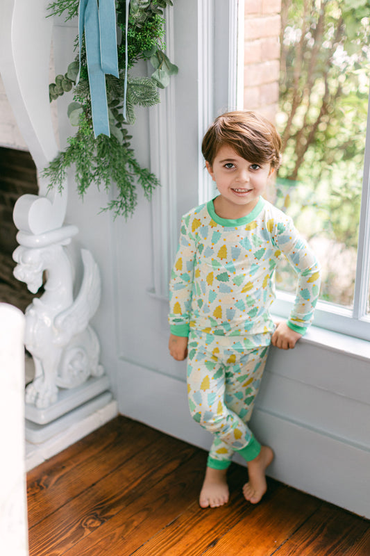 Poppy Kids Co. Green Christmas Tree Premium PJ Set