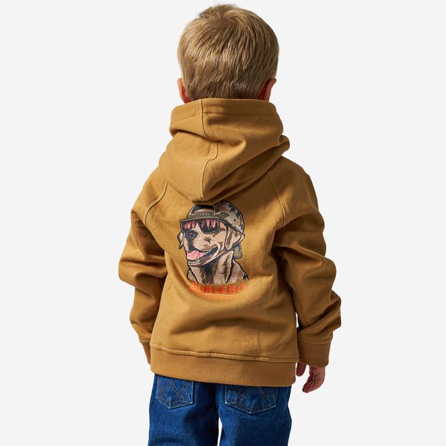 Boys Burlebo Fleece Hoodie - Mallard Camo Dog | Light Brown