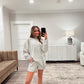 Denver Grey Micro Striped Oversized Top
