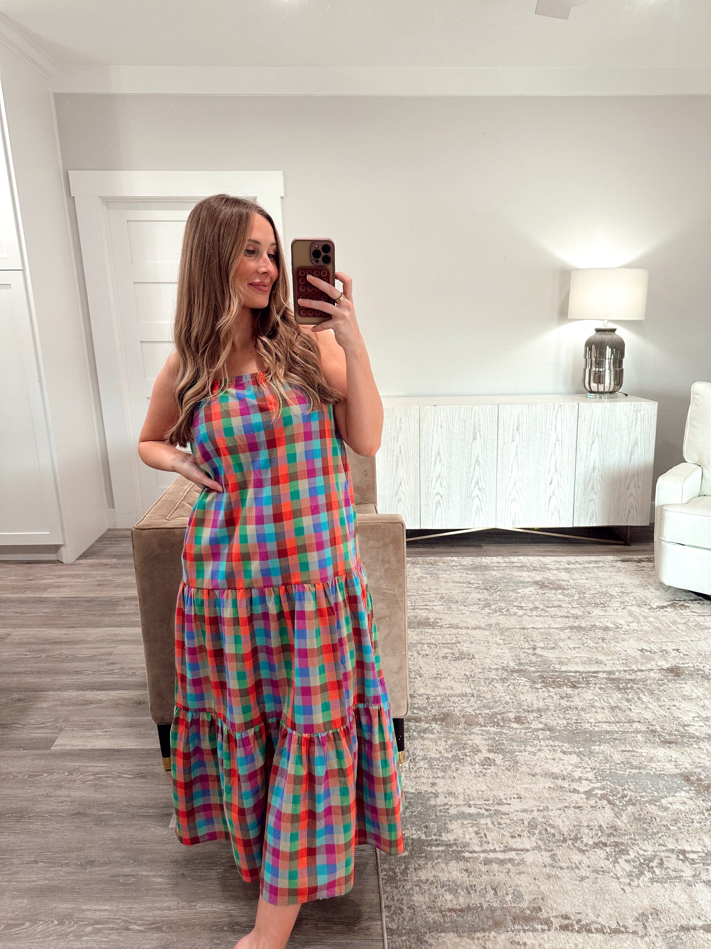Rainbow Plaid Maxi Dress