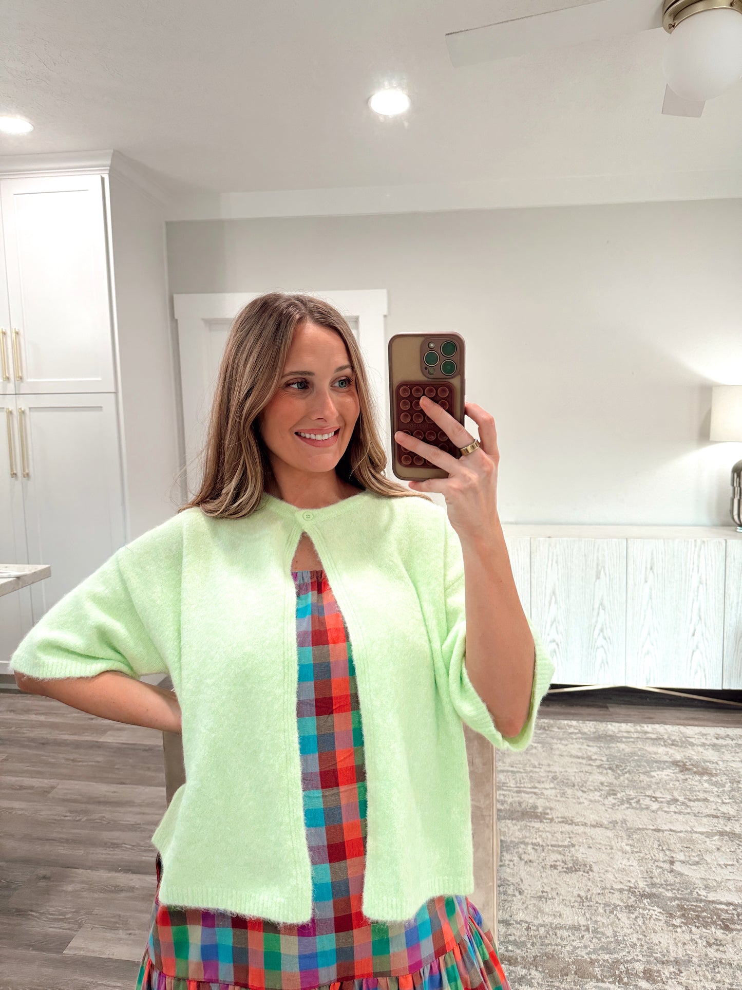Single Button Cape Sweater - Mint