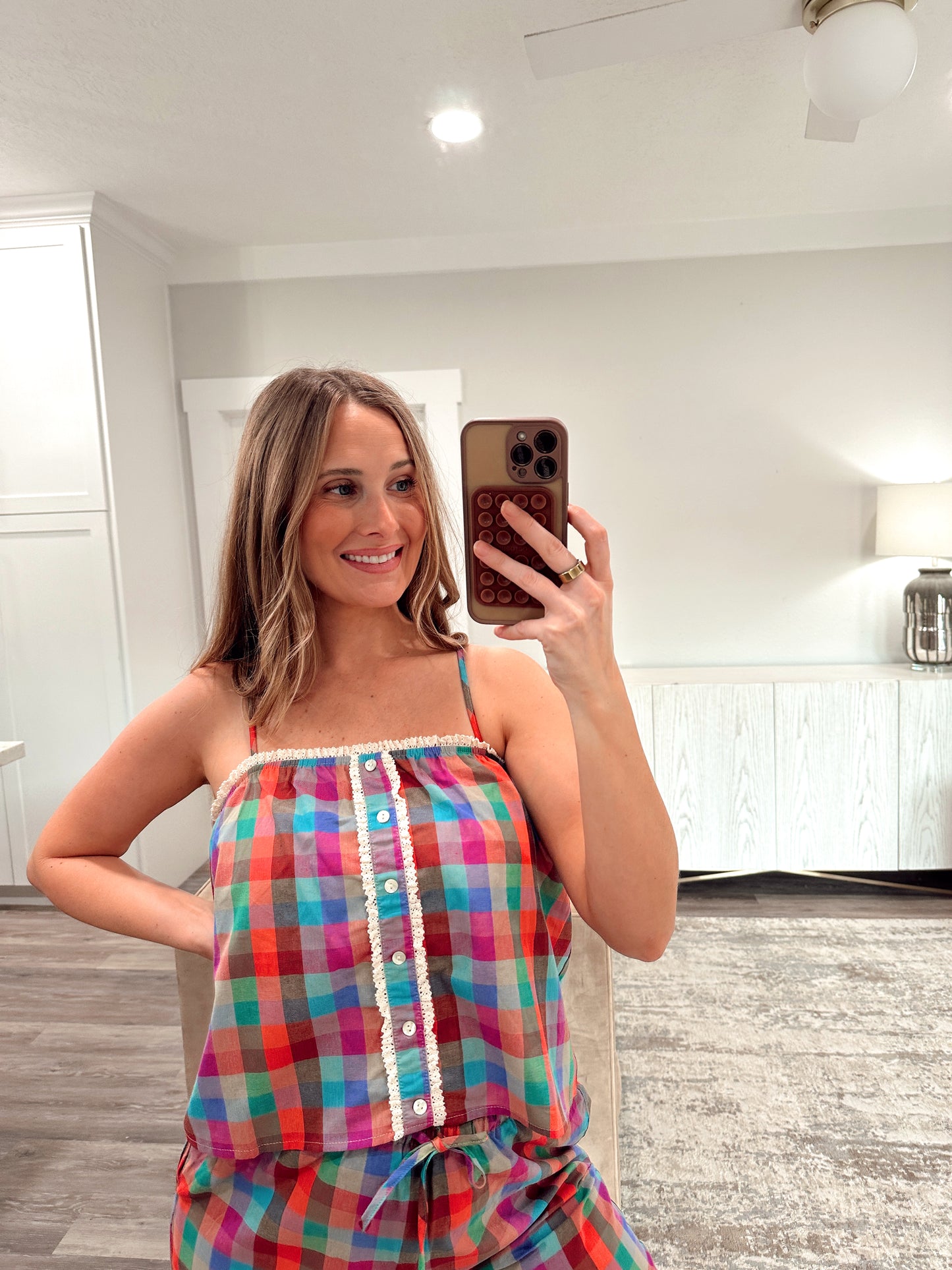 Rainbow Plaid Cami Top
