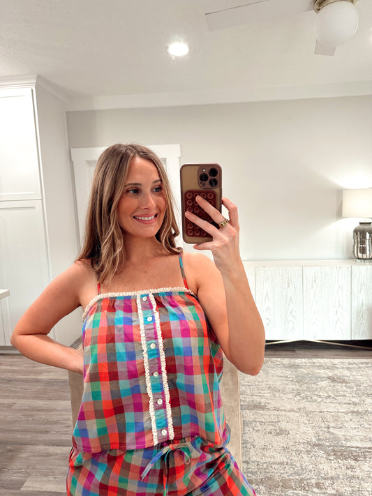 Rainbow Plaid Cami Top