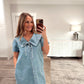 Floral Peter Pan Collared Denim Mini Dress