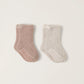 Barefoot Dreams CozyChic 2 Pack Toddler Sock Set w/ Grippers - Stone/Willow