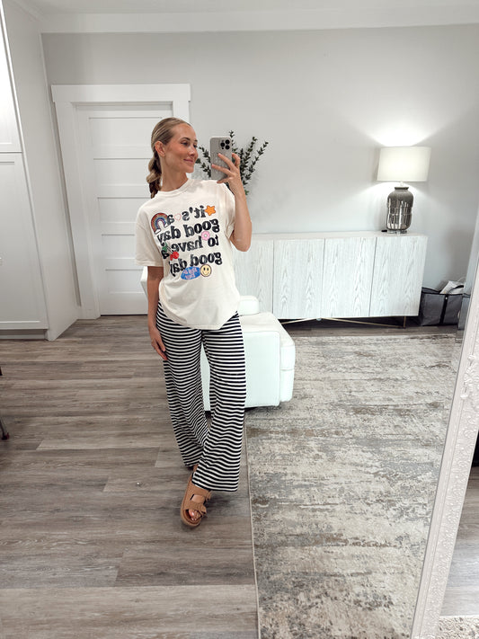 Navy Striped Pants