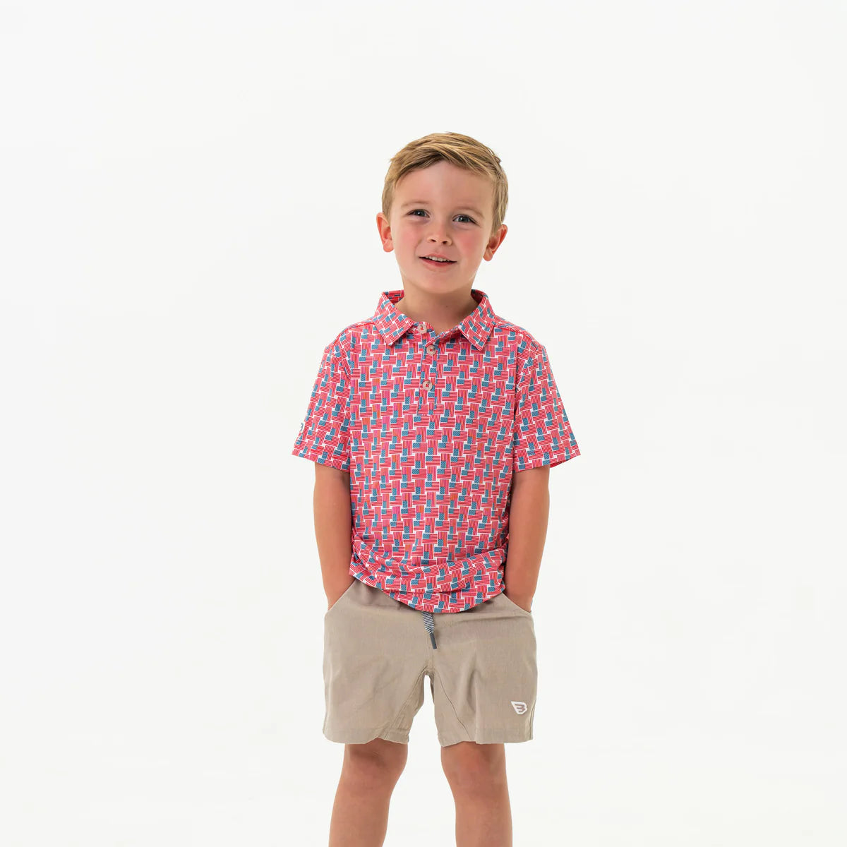 Toddler Burlebo American Flag Print Polo