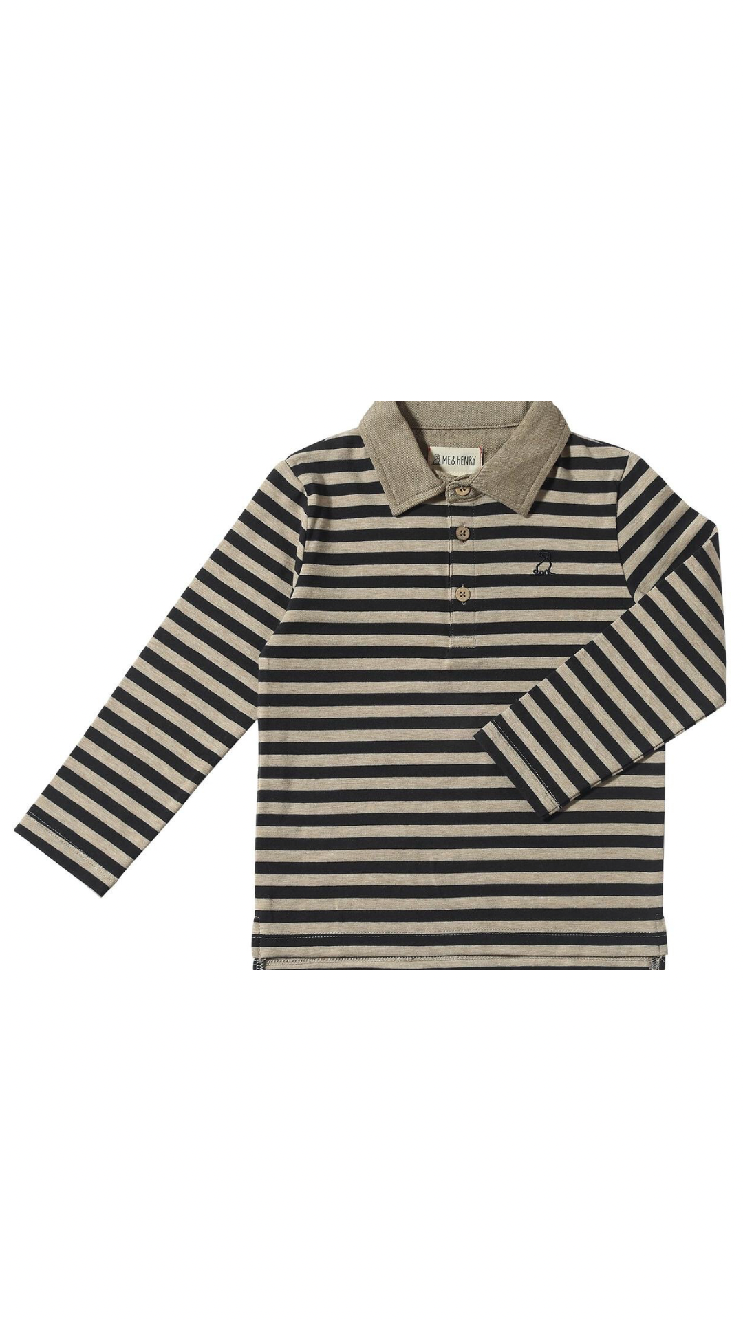 Navy+Beige Stripe Waverly Polo