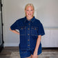 Boxy Button-Up Denim Shirt