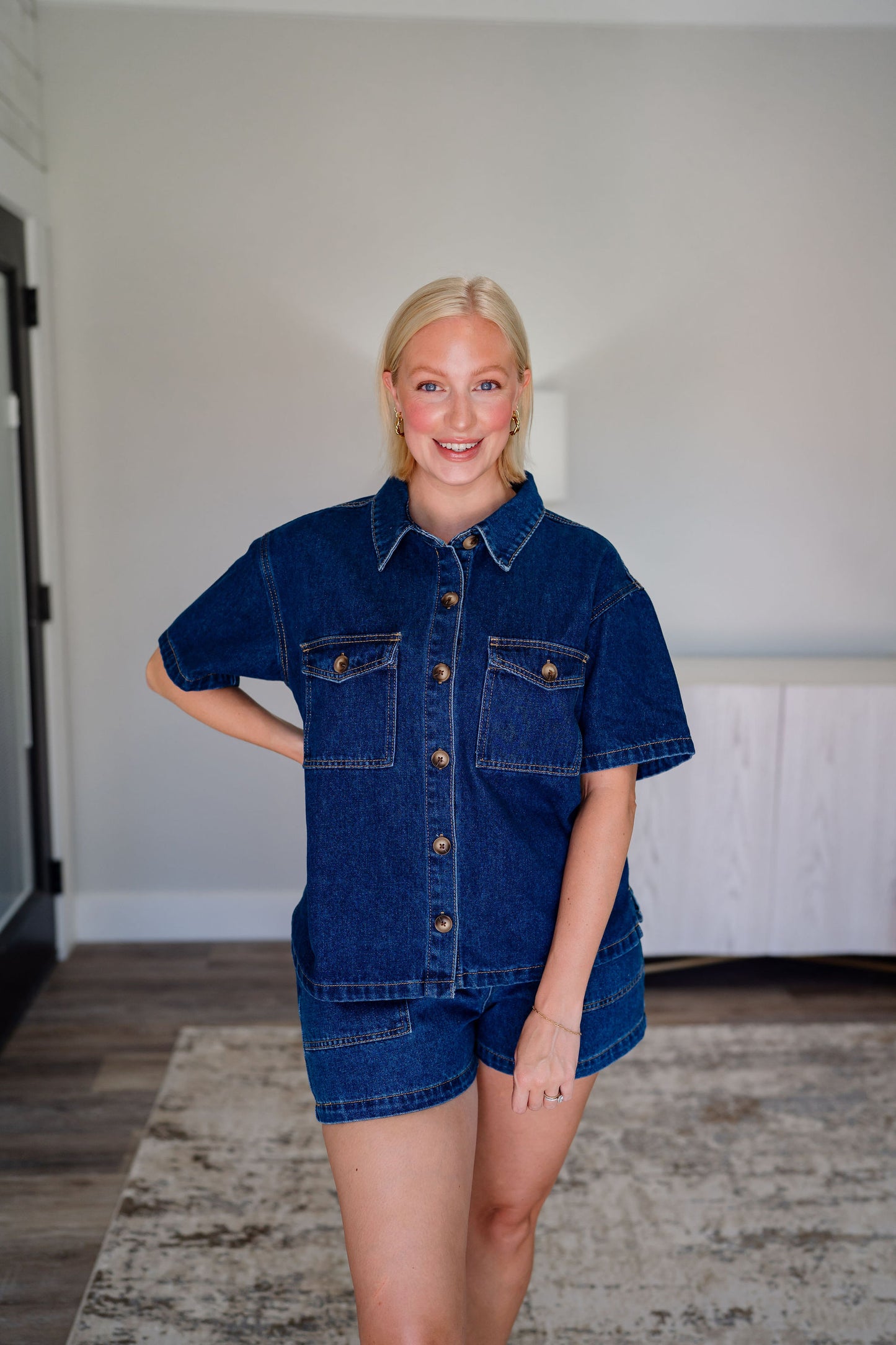 Boxy Button-Up Denim Shirt