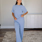 Dusty Blue Ribbed Fleece Set