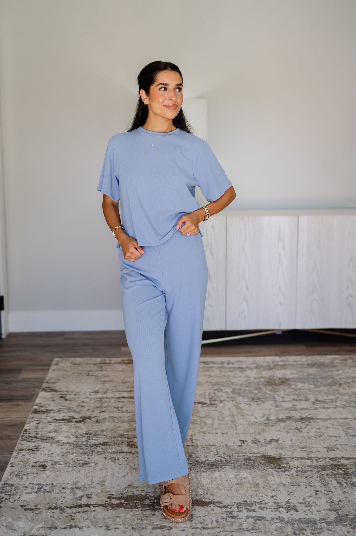 Dusty Blue Ribbed Fleece Set